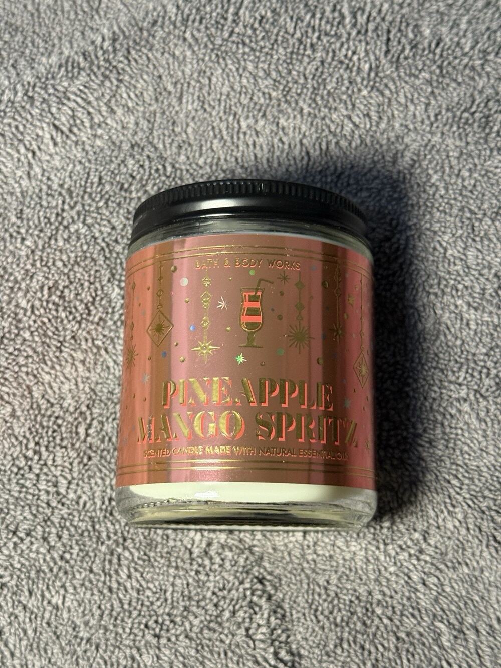 Bath & Body Works PINEAPPLE MANGO SPRITZ single 1-Wick Scented Candle NEW 7 oz